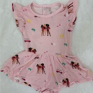 Kyte Baby Barbie Pink Girls' Summer Romper with Beach Print